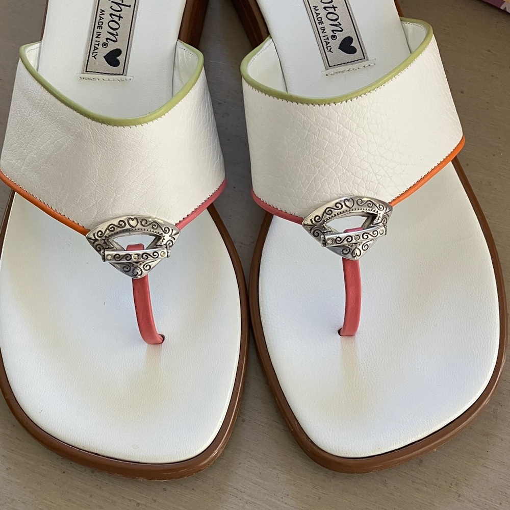 Brighton Women's Lita White/ Pink /Green Sandals Size 7N - Picture 5 of 10